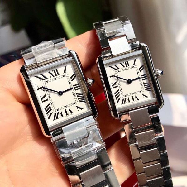 Regarder des créateurs masculins et féminin Matériau en acier inoxydable 3 pieds 24 27 31 mm avec ceinture et bande d'acier Sélection carrée carrée de quartz de wrist wrist wrists montres