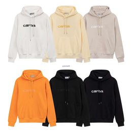 Sudaderas con capucha para hombres y mujeres Sudaderas Diseñador norteamericano Marca de moda Kahart Carhat Letra bordada clásica Otoño/Invierno Suéter suelto informal con lazo