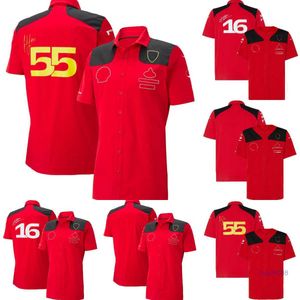 Camisetas nuevas para hombre y mujer, Polo de Fórmula Uno F1, ropa superior, equipo rojo de carreras, informal de verano con botones