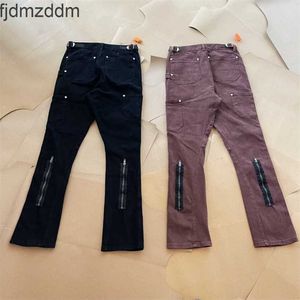 Designer des tendances masculines et des femmes model de marque haut de gamme Micro Micro évasée jeans avec un pantalon de travail occasionnel à fermeture éclair lavée