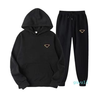 Pantalones de dos piezas para hombres y mujeres, chándales, sudaderas con capucha de cuello alto, pantalones de sudadera