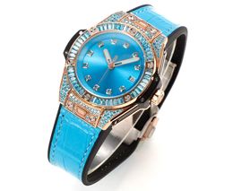 Regarder mécanique unisexe masculin et femmes Diadaire en or rose avec diamant 39 mm Blue Belt Super Premium Movement 1710 entièrement automatique sur la chaîne Romantic Luxury Watch