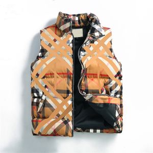 Gilet pour hommes et femmes doudoune à carreaux rayé coupe-vent imperméable chaud style trench-coat motif de broderie classique sans manches M-3XL