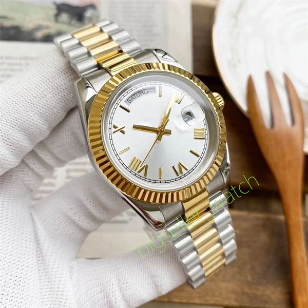 Diseñadores de relojes para hombres y mujeres Diamantes de lujo Números romanos Movimiento automático Tamaño del reloj 40 mm 904L U3 Material de acero inoxidable Sin decoloración Auroro