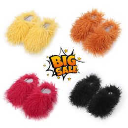 Pantoufles d'intérieur en peluche à talon plat d'hiver pour hommes et femmes Muxis Designer de haute qualité, pantoufles de sport à la mode, couleur unie, pantoufles chaudes GAI