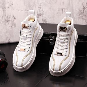 Heren enkelschoenen hoge top kleine witte schoenen trendy wit casual bord modebaan om de hoogte te vergroten