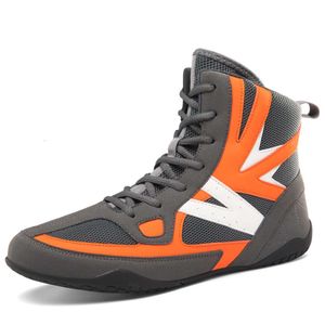 Chaussures de boxe antidérapantes pour hommes, chaussures de combat professionnelles, chaussures de lutte confortables pour jeunes, bleu Orange