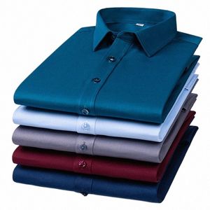 Chemise extensible anti-rides pour hommes, manches Lg, respirante, fiable, formelle, bureau, fête, vêtements pour hommes, G7Cs #