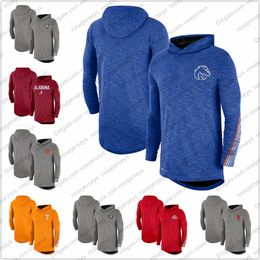 Herren Army Black Knights Boise State Broncos 2019 Sideline Langarm-Performance-Top mit Kapuze, meliertes Grau, Königsblau, Größe S-3XL