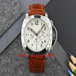 Orologio da uomo asiatico 2813 quadrante bianco Movimento automatico Riserva di carica cinturino marrone Moda luminoso 44 mm Orologi sportivi da uomo216s