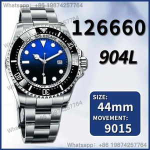 Automatische mechanische Top-Luxusmarkenuhr für Herren, 44 mm, Sea-Dweller 126660, schwarze Keramik, Edition 904L, AAA, Replik von Noob ARF262G