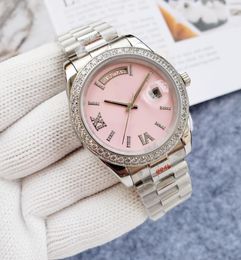 Montre mécanique automatique pour hommes, classique de styliste, 40MM, diamant romain 904L, cadran rose, cadran tout en acier inoxydable, montre étanche saphir, montre de luxe