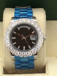 Automatisch herenhorloge, met de hand gezette diamanten luxe klassieke wijzerplaat, AAA-kwaliteit, vouwsluiting, saffierglas, zakelijke keuze voor stermode