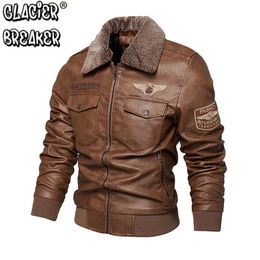 Manteau de motard en cuir Original brodé pour hommes, veste de motard, Style Moto, pardessus chaud décontracté, automne et hiver, 231225