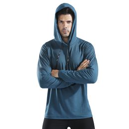 Sweat à capuche pour hommes d'automne et d'hiver avec une combinaison de fitness à haute élasticité et à séchage rapide, une combinaison d'entraînement de course, une combinaison de sport, un t-shirt à manches longues