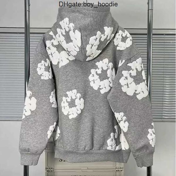 Sudaderas con capucha de otoño e invierno para hombre Readymade Foam Flower Co Branded Denim Tears Mujer Puff Impreso Jersey desgastado Bordado con capucha White Kapok Tidal Hoodie ZES3