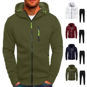 Hommes automne hiver 2 pièces ensemble Patchwork à manches longues à capuche haut 2 pièces Jogging Costume vêtements de sport survêtement survêtements 240306