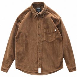 Chemise en velours côtelé pour hommes Automne Hiver Workwear Élégant Baggy Designer Vêtements Vintage Fi Luxe Cargo Lg Manches Vêtements d'extérieur i6ni #