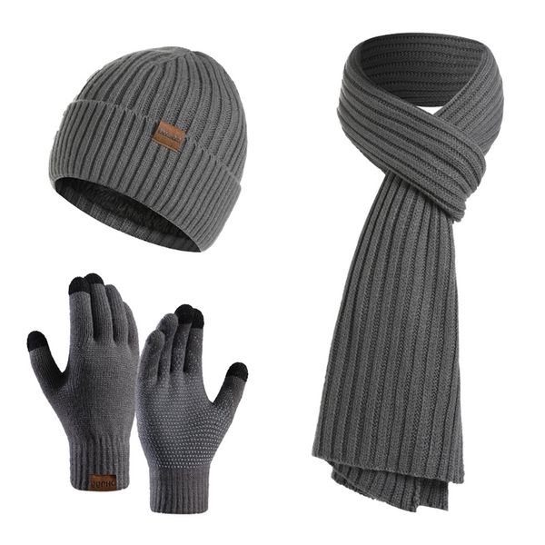 Men's Autumn Winter Keep Warm Set Bons de gants Scarpe Mâle en laine mâle Tynet tricot silencieux du printemps