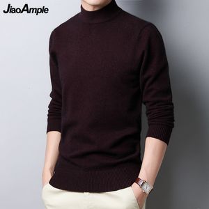 Heren Autumn Winter Soft Warm gebreide trui klassiek Joker Solid Black Neck Long Sleeve pullovers Man Fashion Casual Tops 230228