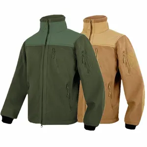 Otoño Invierno de los hombres ropa de trabajo táctico militar polar ejército verde negro polar cálido abrigo masculino múltiples bolsillos Airsoft chaqueta e5ij #