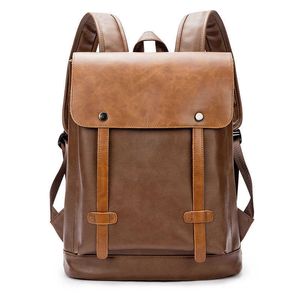 Backpack van heren Koreaanse mode Backpack College Style Middle School Studenten Schooltas Leisure Leather Backpack 230615