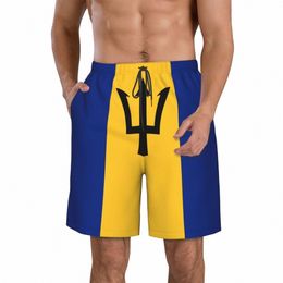 Bandera de Barbados para hombres Fanáticos de Barbados Pantalones de playa Pantalones cortos Surfing M-2XL Traje de baño de poliéster Correr U6N7 #
