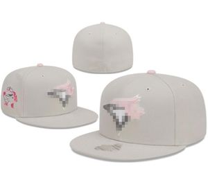 Heren Baseball Blue Jays Hoeden met passende maat LA Snapback-hoeden World Series wit Hip Hop SOX Sportpetten Chapeau Rose Stitch Heart 