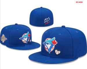 Baseball pour hommes Blue Jays Taille ajustée Chapeaux LA Snapback Chapeaux Série mondiale blanc Hip Hop SOX Sport Caps Chapeau Gris Stitch Heart 