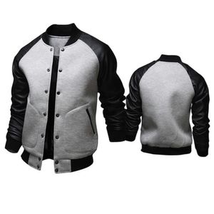 Manteaux de baseball pour hommes Patchwork PU manches col montant vestes vêtements de sport hommes veste jeunes hommes décontracté sweat manteau