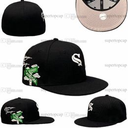 Baseball masculin Full Closed Caps SD Lettre brune couleur os la femme masculine New Chicago Southside All Teams Sport 2023 HATS FAPTES WORLD ED Série USA Statue V27-06