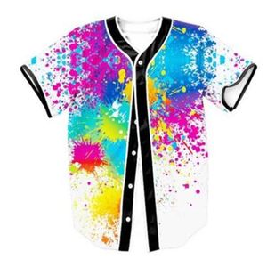 Hommes Baseball Jersey 3d T-shirt imprimé bouton chemise unisexe été décontracté sous-vêtements Hip Hop T-shirt adolescents 033