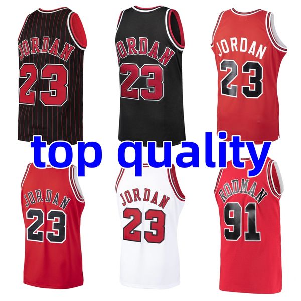 Maillot de basket-ball pour hommes # 11 DeMar DeRozan # 33 Scottie Pippen # 91 Dennis Rodman Mitchell Ness Brand Draft Pick Jersey blanc noir rouge