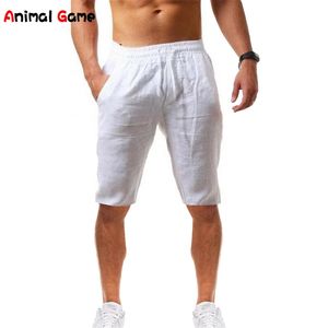 Pantalones cortos sólidos de lino de playa para hombres para niños Homme Pantalones vaqueros para hombre Pantalones casuales para hombre 220621