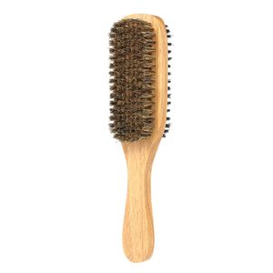 Brosse à barbe pour hommes Double face brosse à cheveux pour le visage peigne de rasage mâle brosses à moustache manche en bois massif taille en option W5944