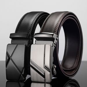 Ceinture pour hommes, boucle métallique automatique, marque de haute qualité, ceinture de luxe pour hommes, industrie du travail célèbre, peau de vache noire