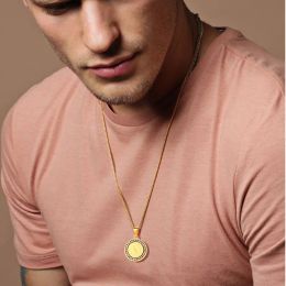 Mens Bijbelvers Gebed CZ Ketting Christelijke Sieraden 14k Geel Goud Biddende Handen Munt Medaille Hanger Kettingen