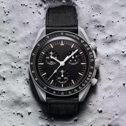 Montre chronographe biocéramique pour homme – Design inspiré de Mission to Mercury, 42 mm, mouvement à quartz, bracelet en nylon