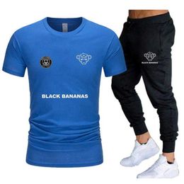 T-shirt en coton banane noir pour hommes, shorts et hauts d'été, vêtements de sport décontractés pour jogging, men2677