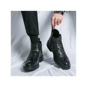 Black Crocodile Pattern Boots voor heren