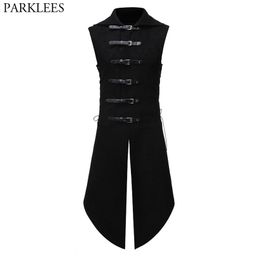 Gilet de velours gothique noir pour hommes, gilet de velours médiéval victorien à double boutonnage pour hommes, gilets de queue, manteau de queue, costume de bal de cosplay 210923