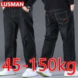 Pantalon jean noir Homme grande taille 48 50 Pantalon grande taille pour 45150kg jean Hombre jean jambe Large Pantalon Homme Baggy jean 240124