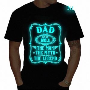 Camisas negras para hombres Camisetas de manga corta Tops de verano Papá Mejor No.1 El hombre Camisetas divertidas para hombres Diseño luminoso Camisetas masculinas q9Lm #