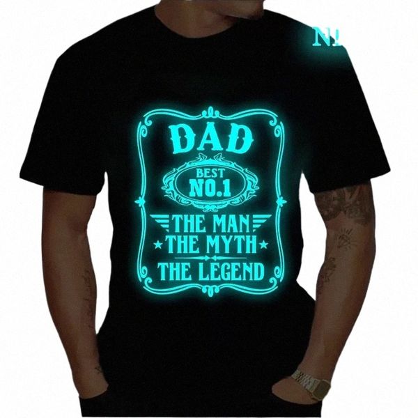 Camisas negras para hombres Camisetas de manga corta Tops de verano Papá Mejor No.1 El hombre Camisetas divertidas para hombres Diseño luminoso Camisetas masculinas q9Lm #