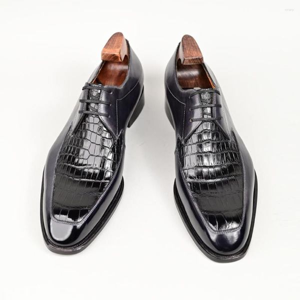 Chaussures noires masculines 885 Derby Robe en cuir crocodile motif de bureau d'affaires mariage haute qualité élégant grand 79