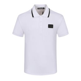 T-shirt polo à plaque logo noir blanc pour homme T-shirts d'été T-shirt brodé à manches courtes élastique respirant High Street Polos Vêtements de marque 84164