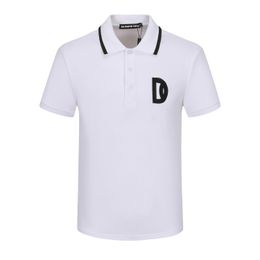 T-shirt polo à plaque logo noir blanc pour homme T-shirts d'été T-shirt brodé à manches courtes élastique respirant High Street Polos Vêtements de marque 84162