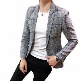 Blazer pour hommes Fi Printemps Eté Vêtements Costume Homme Veste Dégradé Couleur Casual Slim Fit Fantaisie Chanteur Blazzer Manteau 12hS #