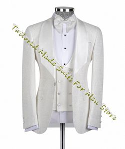 Blazer pour hommes Ensembles Ivoire Jacquard Mariage Dres pour vestes de marié Costume 3 pièces pour hommes Slim Fit Design de luxe Party Prom Dr g0pY #