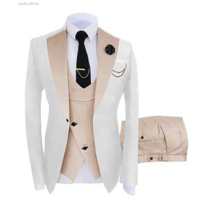 Herenblazers jasje vest broeken pakken voor heren casual zakelijk high-end sociaal formeel pak 3 pc's set bruidegom bruiloft mannen 231113 2909